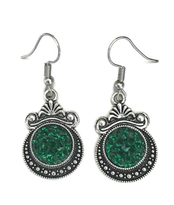 Necklace/Earrings - Glitter - Druzy - Victorian - Green