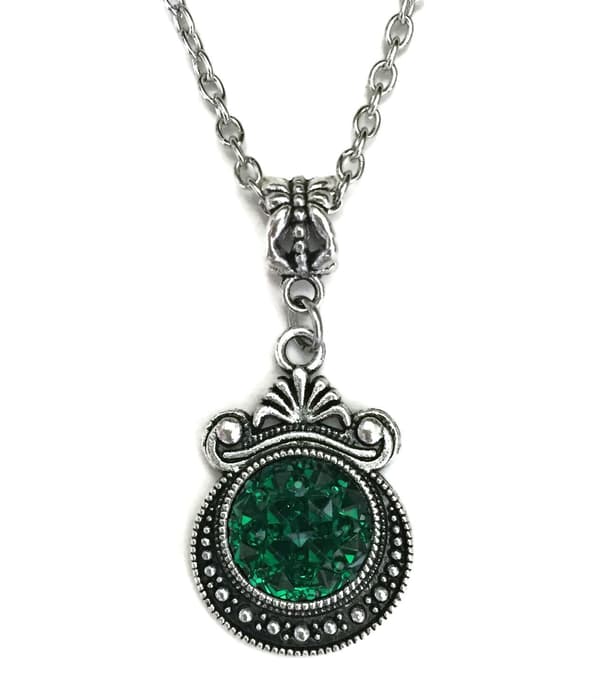 Necklace/Earrings - Glitter - Druzy - Victorian - Green