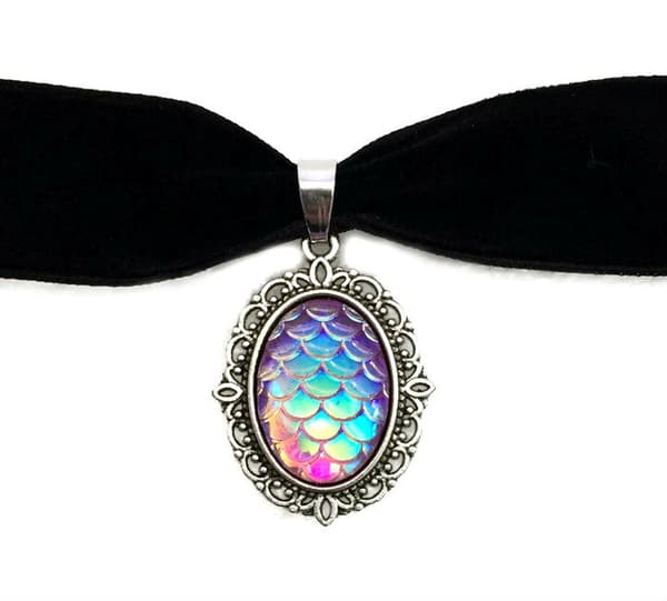 Choker Fjäll LILA  Sjöjungfru Drake Drakägg Fantasy Dragon