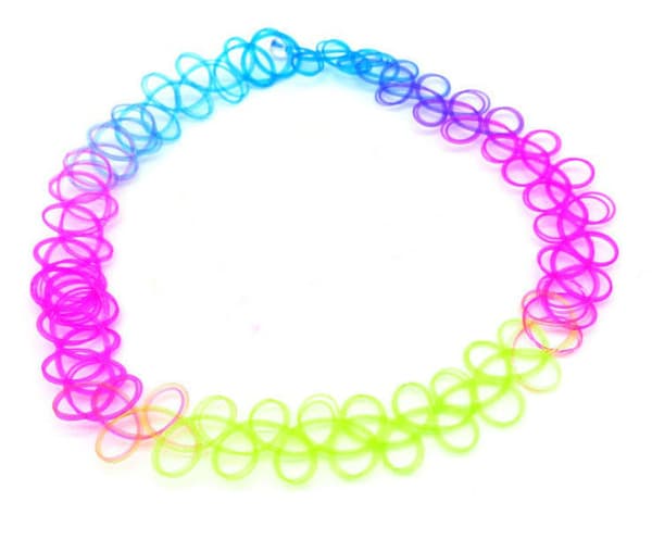 Choker Tattoo 90-tal 90´s Rave Regnbåge Spets