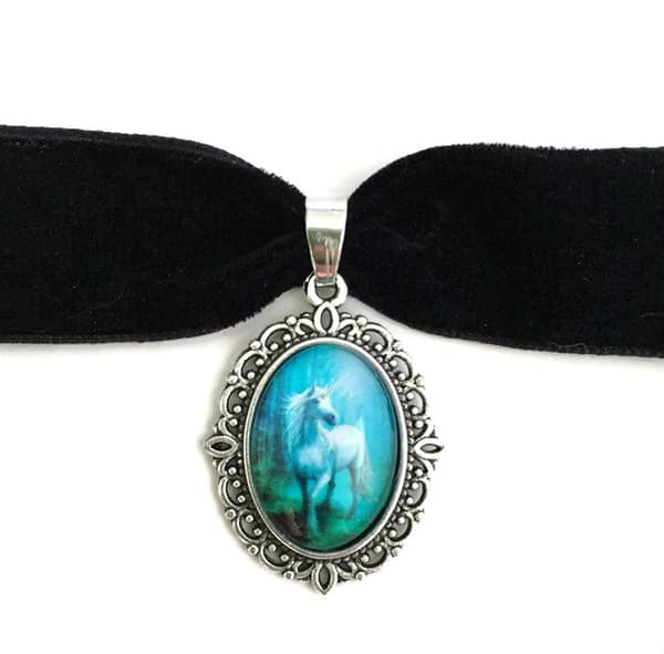 Choker Enhörning Unicorn Fantasy Sagoväsen Velvet Sammet