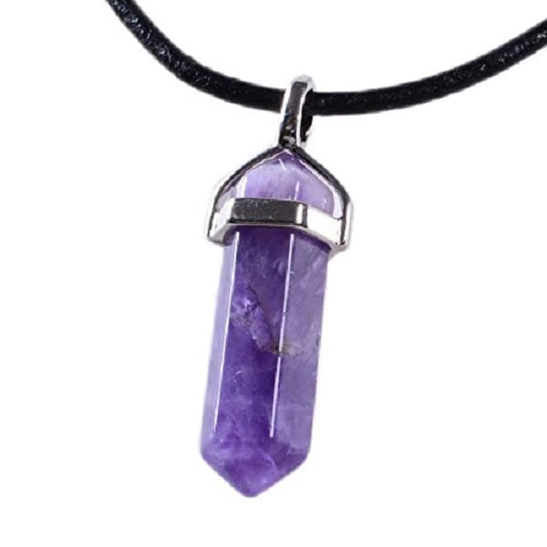Halsband Choker Ametist Healing Wicca Pagan Boho - 2 längder 31/gummi