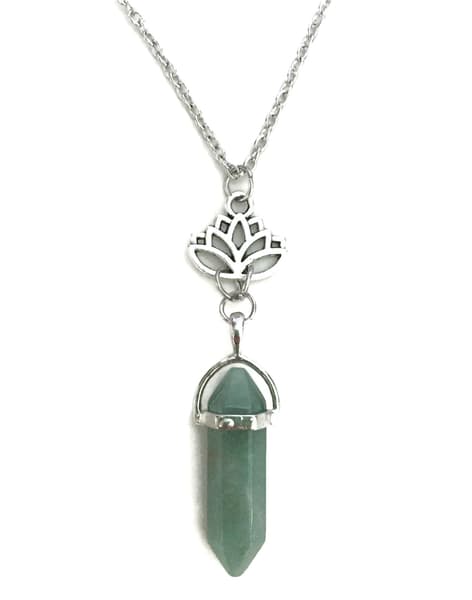 Necklace - Aventurine - Lotus Flower - Chain