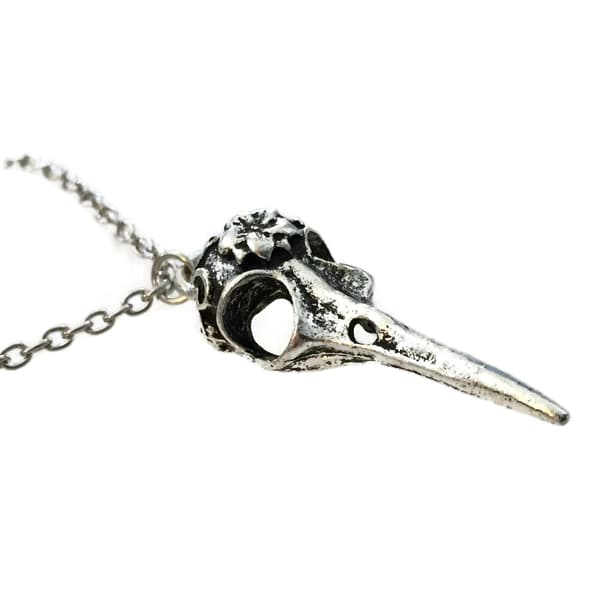 Halsband Kranium Fågel Silver Skull Raven Skelett