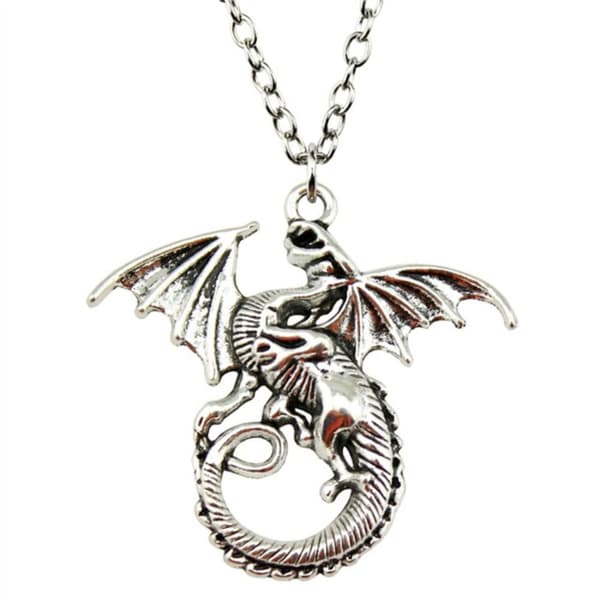 Halsband Drake Dragon Fantasy SILVER - 2 längder