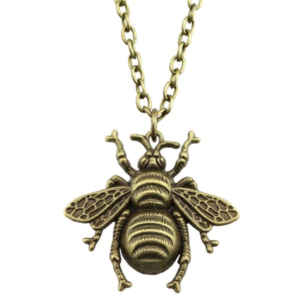 Halsband Humla Insekt Bumblebee Brons Lång kedja.