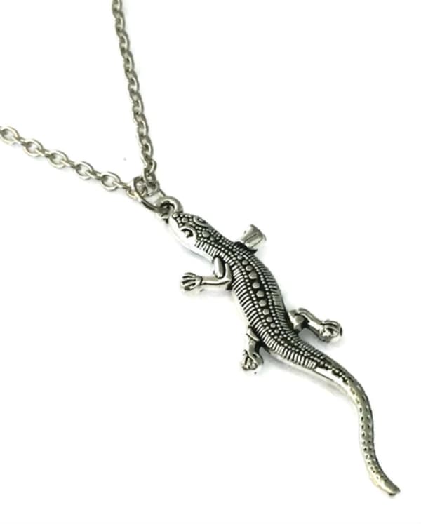 Halsband Ödla Reptil Silver Gecko Lizard Rostfri Kedja