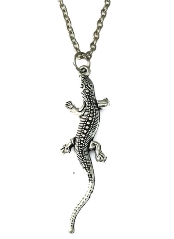 Halsband Ödla Reptil Silver Gecko Lizard Rostfri Kedja