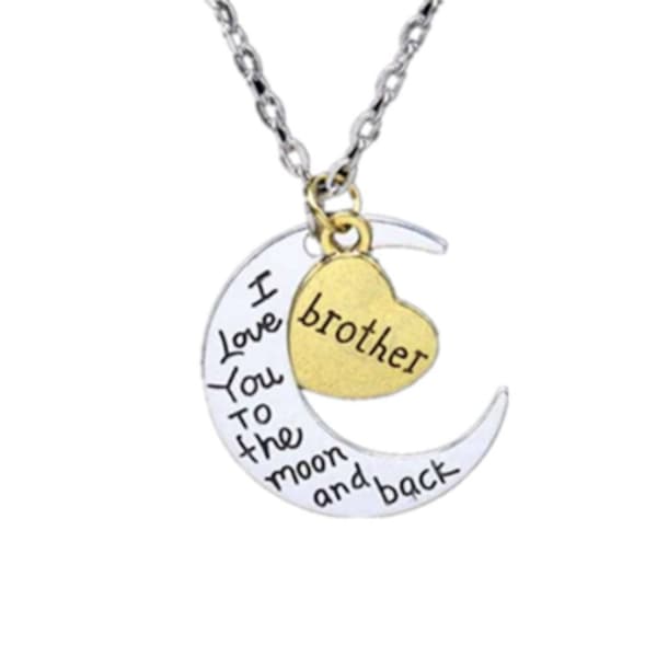 Halsband med berlock love to the moon and back brother smycke present