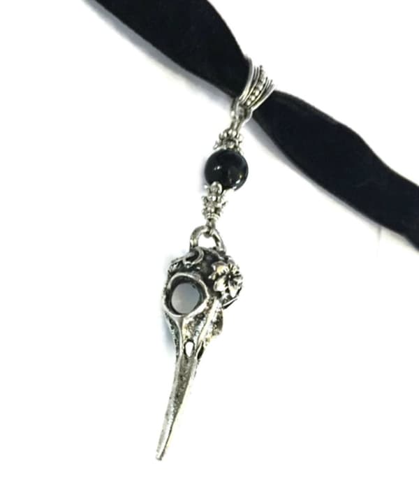 Choker Raven Skull Onyx Skelett Skull Korp