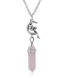 Miniatyrbild 1 av 2: Halsband Rosenkvarts Älva Fairy Måne Rosa Rostfri kedja New Age