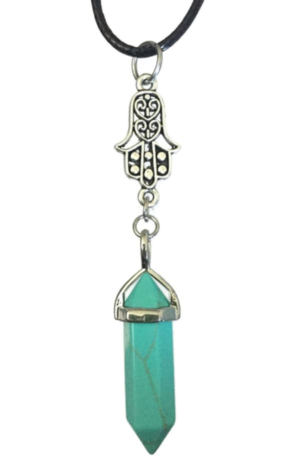 Necklace - Hamsa - Hand of Fatima - Howlite - Cord