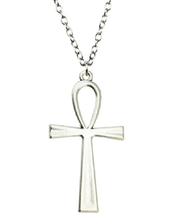 Halsband Ankh Egyptisk Lång Kedja  Symbol Kors Silver