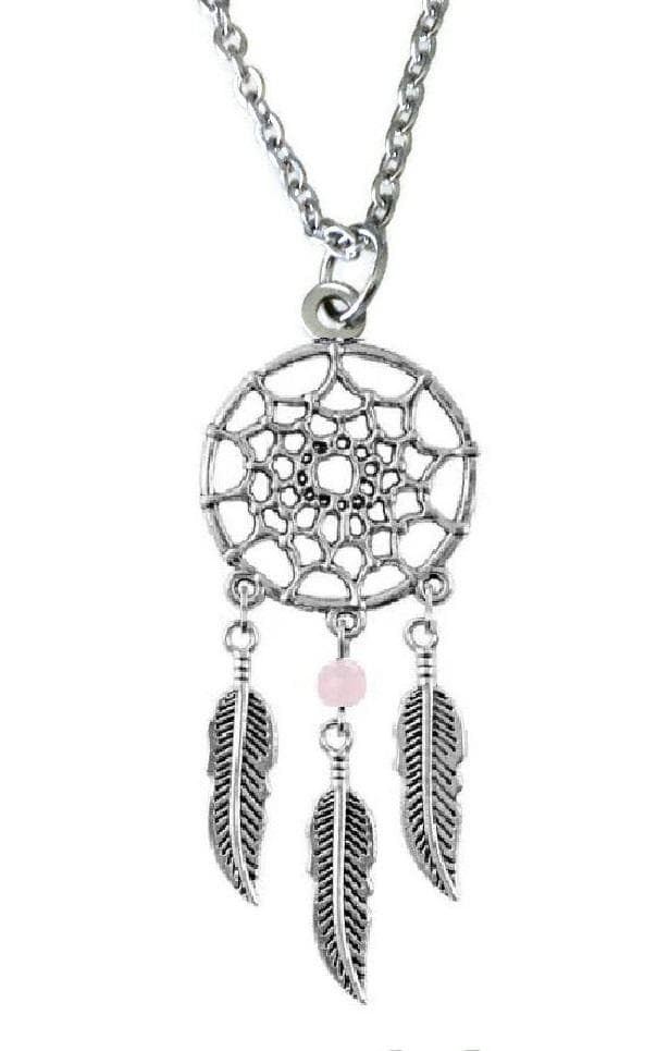Halsband Drömfångare Rosenkvarts Mandala Rostfri kedja