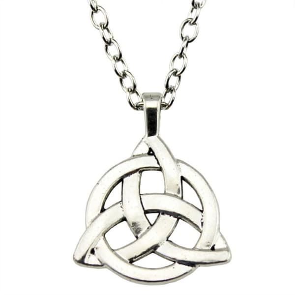Necklace - Triquetra - Celtic - Long Chain - Silver