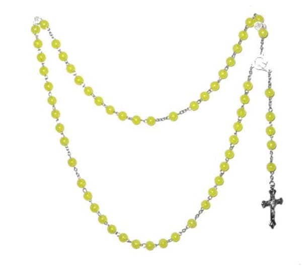 Rosary / Cross halskæde gule perler
