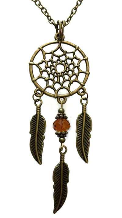 Necklace - Dreamcatcher - Amber - Bead - Bronze