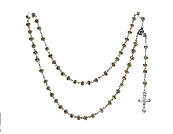 Rosary / kryds halskæde brune krystalperler