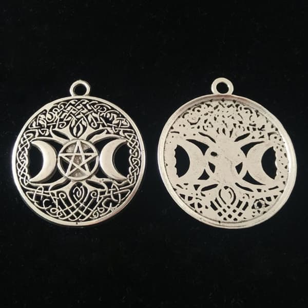 Necklace - Pentagram -Triple Moon - Long Chain