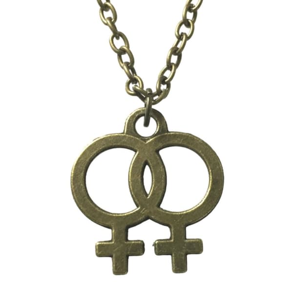 Necklace - Double Female Symbol - Pride - Bronze