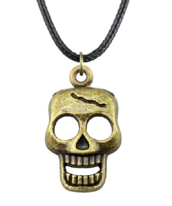 Necklace - Skull - Bronze - Cord