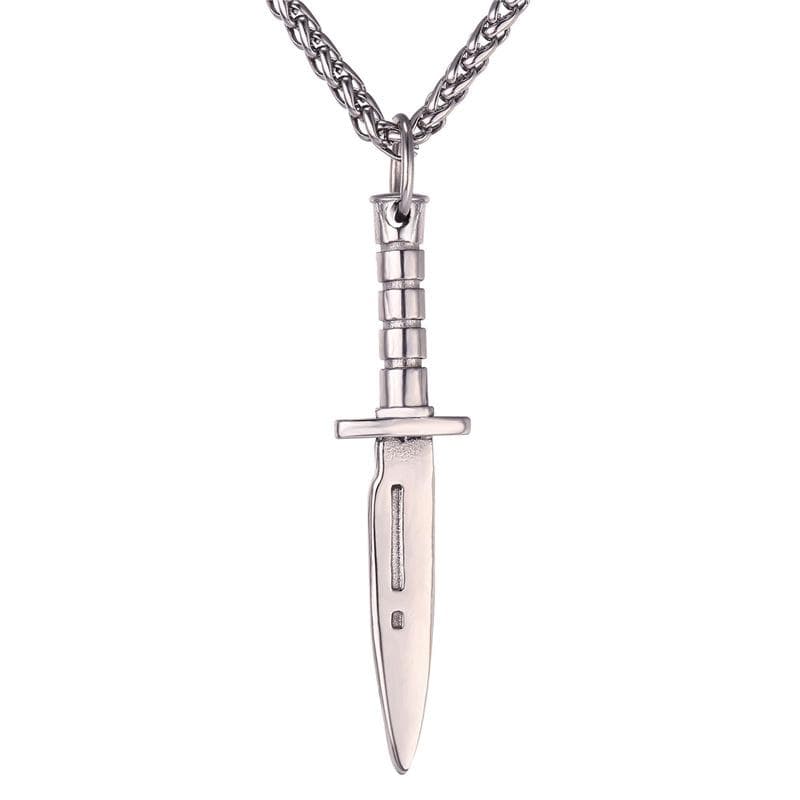 U7 Kniv Halsband med Repkedja - Silver