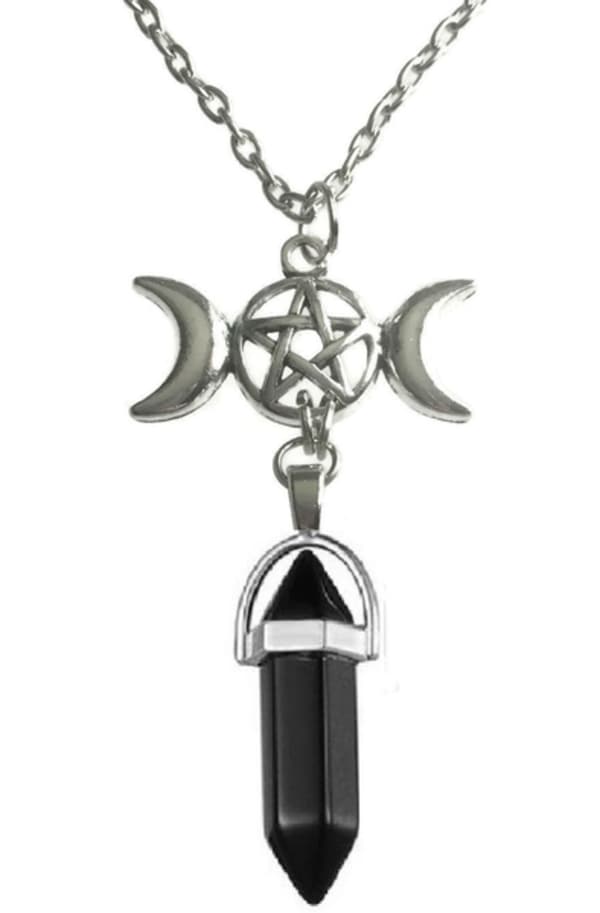 Necklace - Triple moon - Onyx