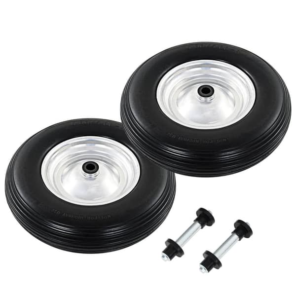 vidaXL Kottikärryn pyörät 2 kpl akselilla kiinteä PU 4,00 - 8 390 mm