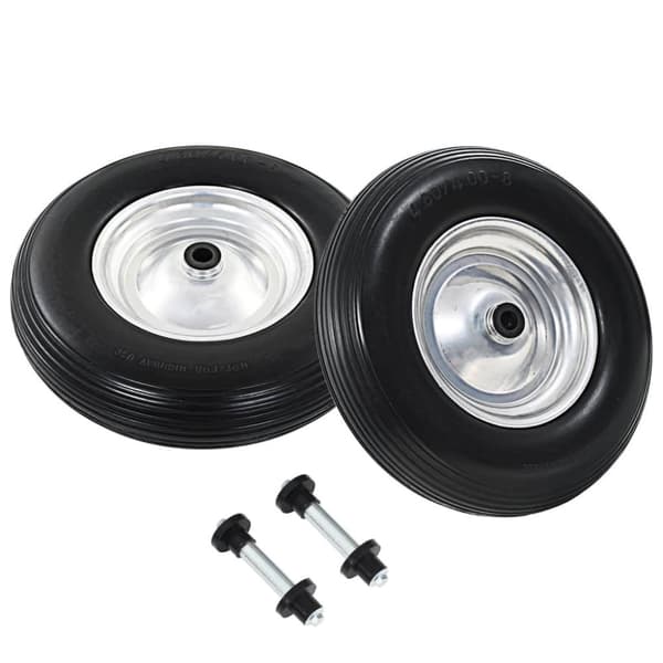 vidaXL Trillebårhjul 2 stk med aksel massiv PU 4,00-8 390 mm