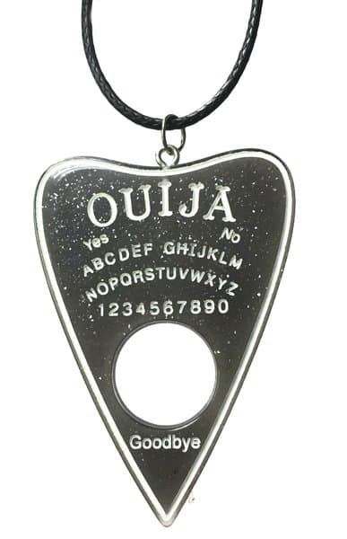 Necklace - Ouija - Board - Black/ Glitter - Oversize - Cord