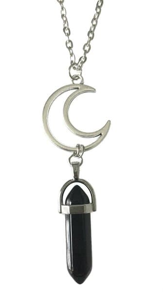 Necklace - Onyx - Crescent Moon