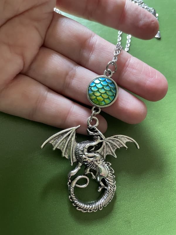 Halsband Drake Fjäll SilverDragon Scale Fantasy Rostfri Kedja