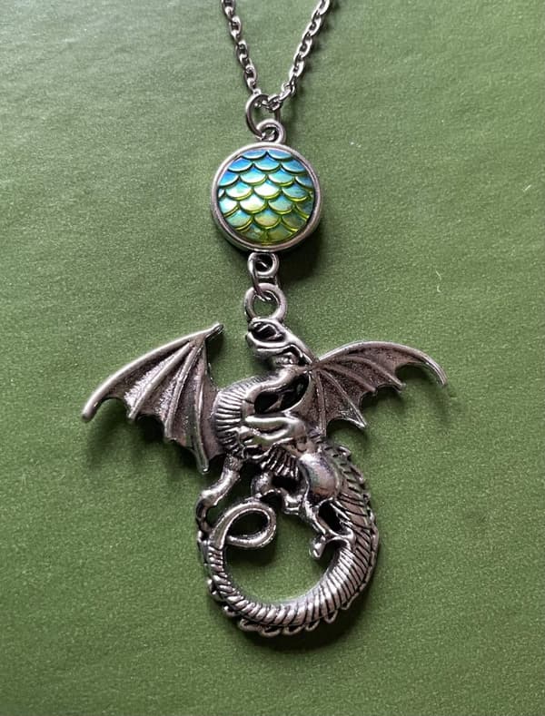 Halsband Drake Fjäll SilverDragon Scale Fantasy Rostfri Kedja
