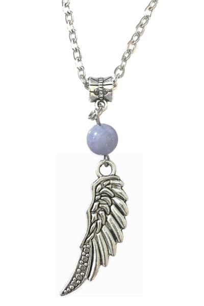 Necklace - Wing - Angelite - Long Chain