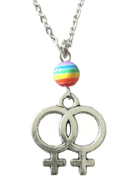 Necklace - Double Female Symbol - Pride - Bead - Rainbow