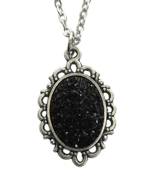 Halsband Svart Glitter Drus Goth
