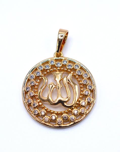 ALLAH (GOD) PENDANT GULD FARGE MED HVID KRYSTALER