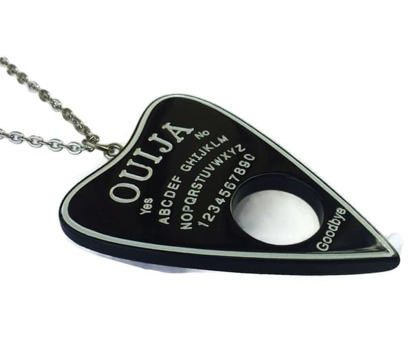 Necklace - Ouija - Black - Acrylic - Oversize - Chain