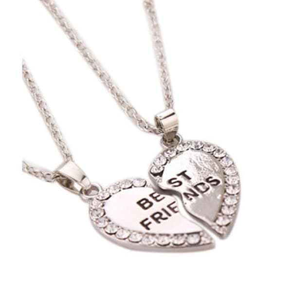 Vänskapshalsband för Kompisar Best Friends Silver  Strass