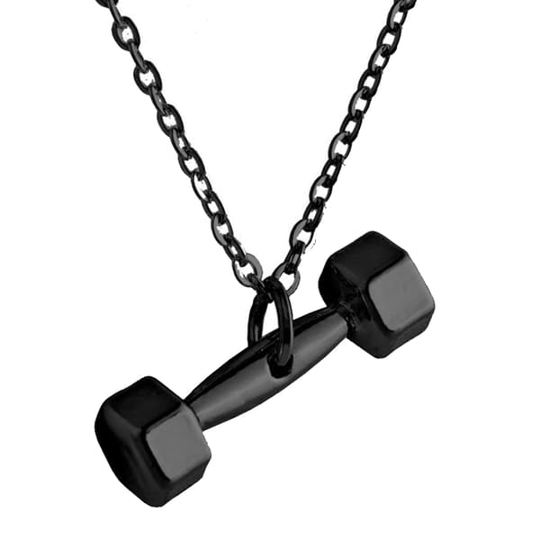 Trendigt Hantel Halsband Svart  Svart Kedja