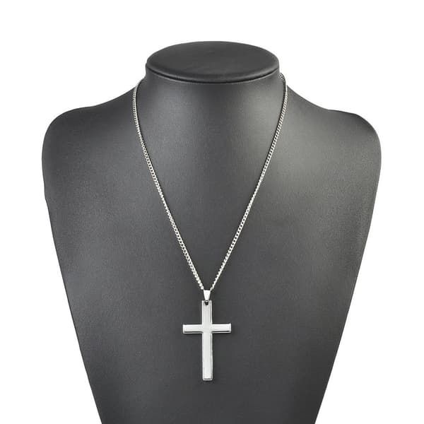 Halsband Kedja med Stort Kors (Silver)