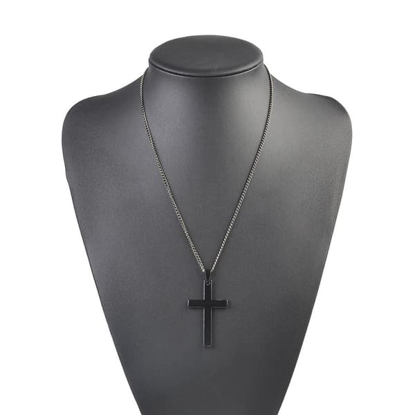 Halsband Kedja med Stort Kors (Svart)