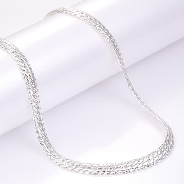 Halsband Tjock Kedja Länk Silver Vitguldpläterad 66cm