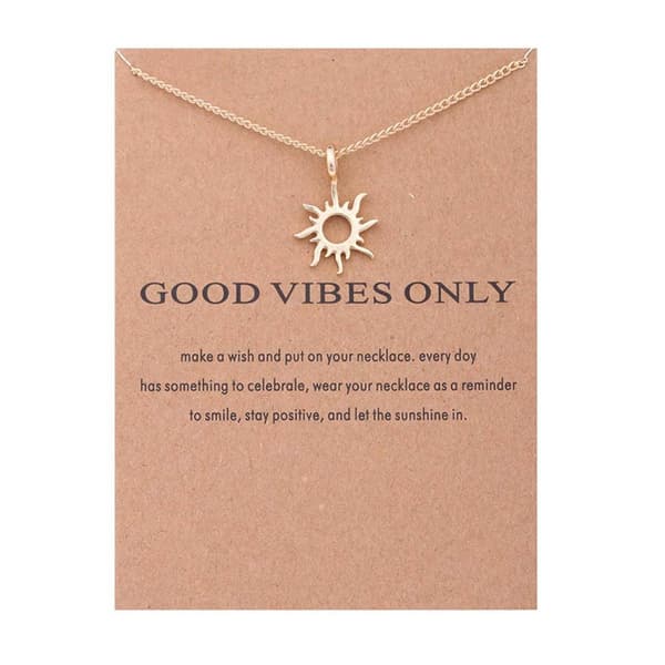 Gåvohalsband Guld Good Vibes Only Kedja  Hänge