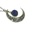 Pikkukuva 2 / 2: Necklace - Crescent Moon - Glitter - Druzy - Dark Blue/Purple
