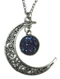 Pikkukuva 1 / 2: Necklace - Crescent Moon - Glitter - Druzy - Dark Blue/Purple