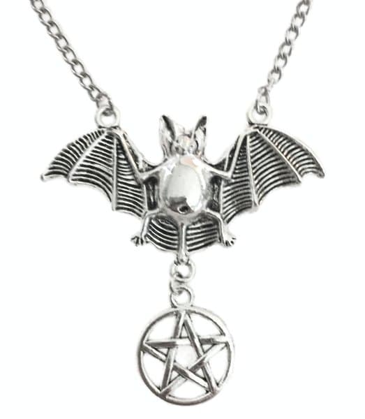 Halsband Pentagram Fladdermus Bat Halloween Wicca Pagan