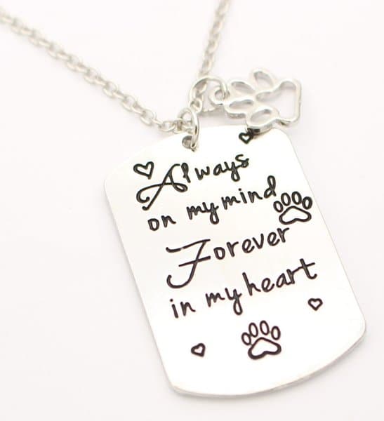 Necklace - Always on my mind forever in my heart - Paw