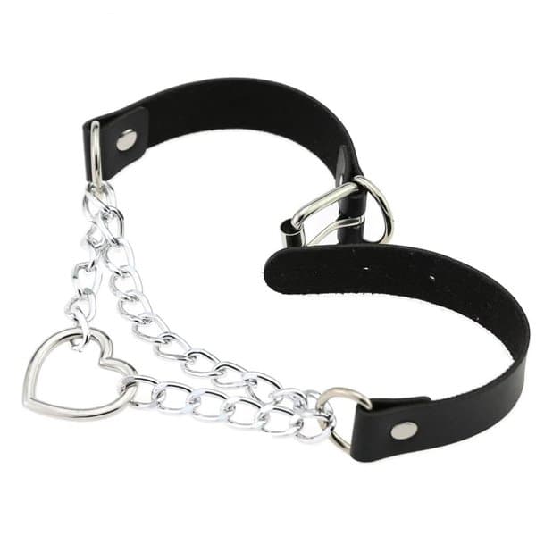 Choker Hjärta Collar RÖD PU-läder Halsband Goth Harness