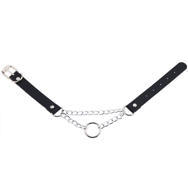 Choker O RING Collar O-ring RÖD PU-läder Halsband Goth Harness